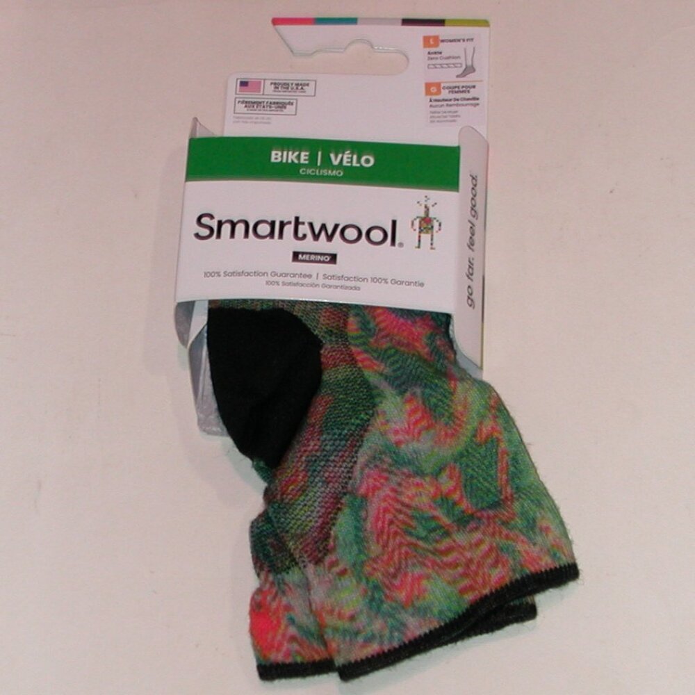 SmartWool Bike Zero Cushion Jungle Music Print Ankle Socks Women's LG Honey Gold